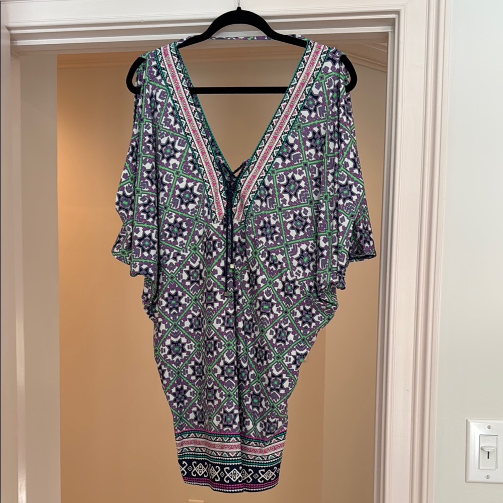 Nanette Lapore Patterned V-Neck Dress/swim coverup